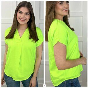 Jess Lea Whitney Woven Blouse - Lime Green - Medium
